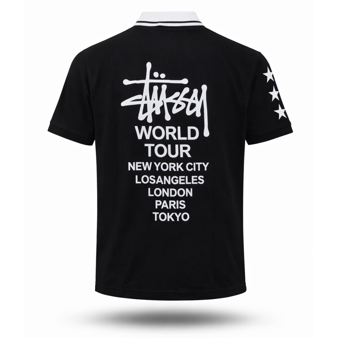 Stussy World Tour Unisex Polo - Black