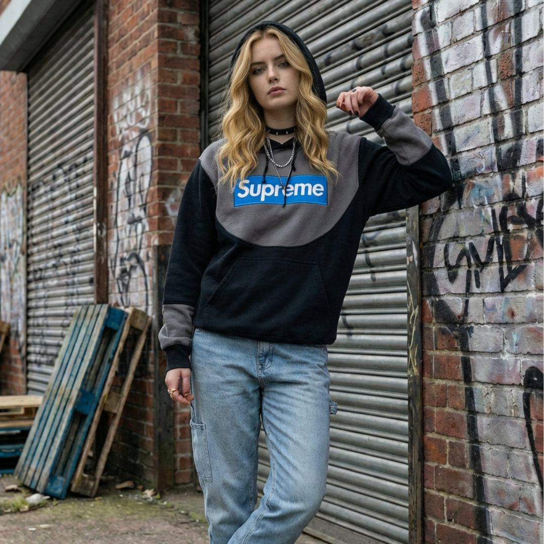 Supreme Rework/Upcycled Unisex Hoodie - Large